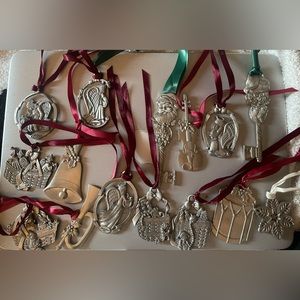 Lot of Pewter Christmas ornaments Longaberger